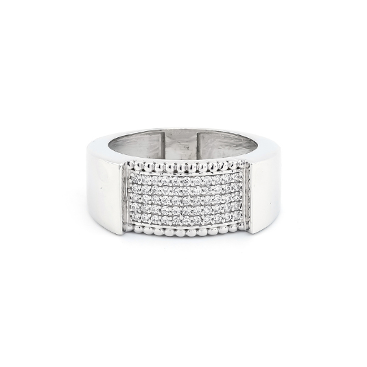 Radiant Square CZ Sterling Silver Ring for Men with square-cut centerpiece