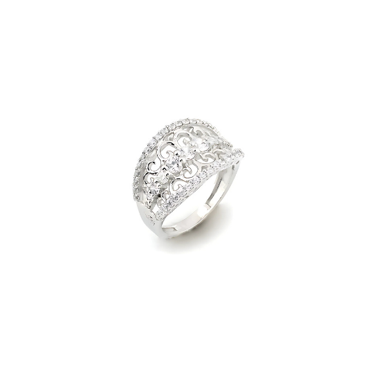 Opulent Orchid Blossom Silver Ring for Her - Floral Silver Ring Design