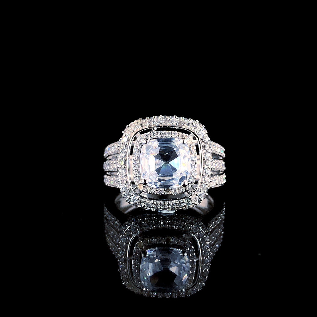 Shimmering Halo Cupid Silver Ring