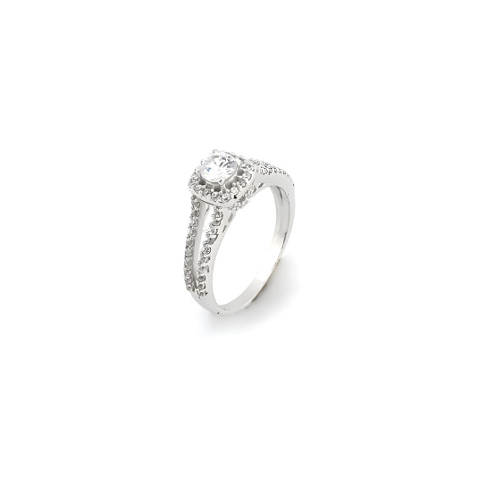 Majestic Brilliance Halo Silver Ring for Women - Elegant Radiant Halo Design in Sterling Silver