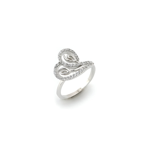 Elegant Stereo Hearts Silver Ring for Women on display