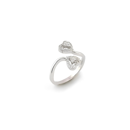 Love Heart-Crafted Silver Ring for Women on display