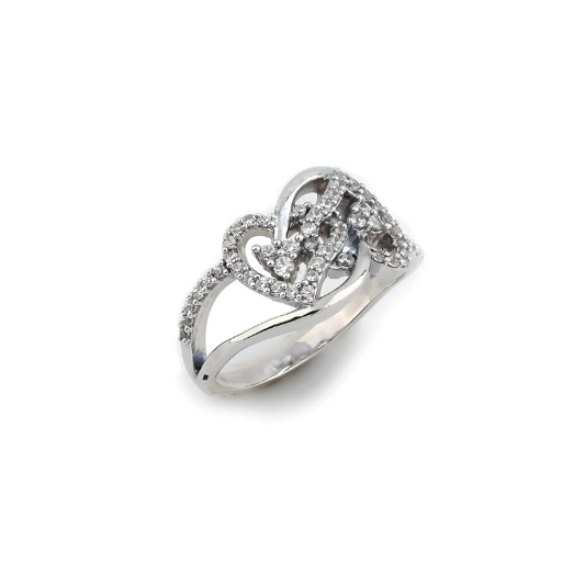 Eternal Love Heart-Linked Silver Ring for Women with linked heart design