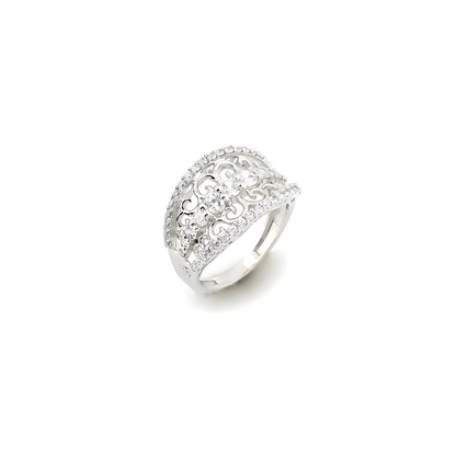 Opulent Orchid Blossom Silver Ring for Her - Floral Silver Ring Design