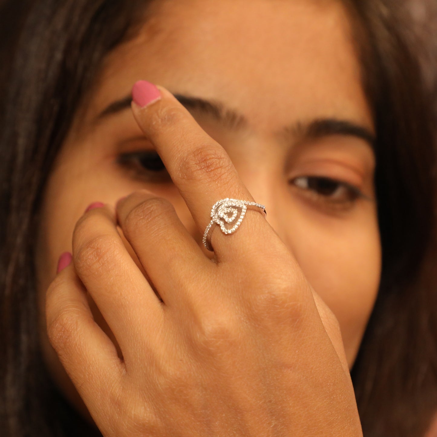 Blooming Heart  Silver Flower Ring