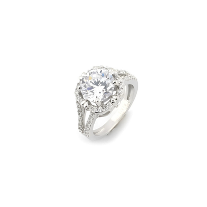Radiant Halo Centerpiece Silver Ring for Women - Elegant Silver Ring with Halo Design