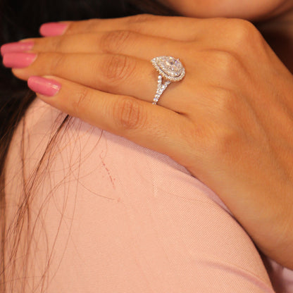 Crimson Blush Starry Silver Ring