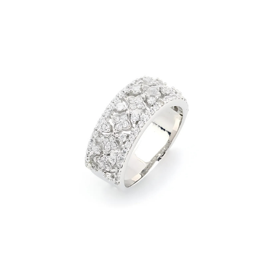 Elegant Braided Cluster Diamond Silver Ring for Women - Radiant Cluster Design in Braided Sterling Silver