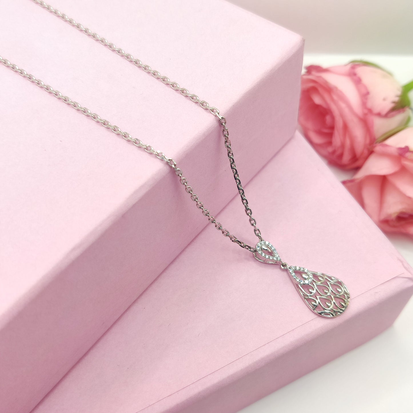 Filigree Bloom Teardrop Sterling Silver Pendant