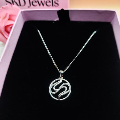 Intertwined S-Shape CZ Sterling Silver Pendant