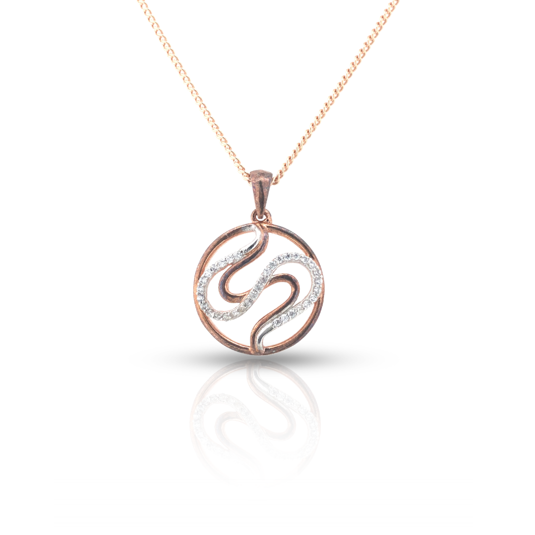 Intertwined S-Shape CZ Sterling Silver Pendant for Women – Sleek & Sparkling S-Shape Design